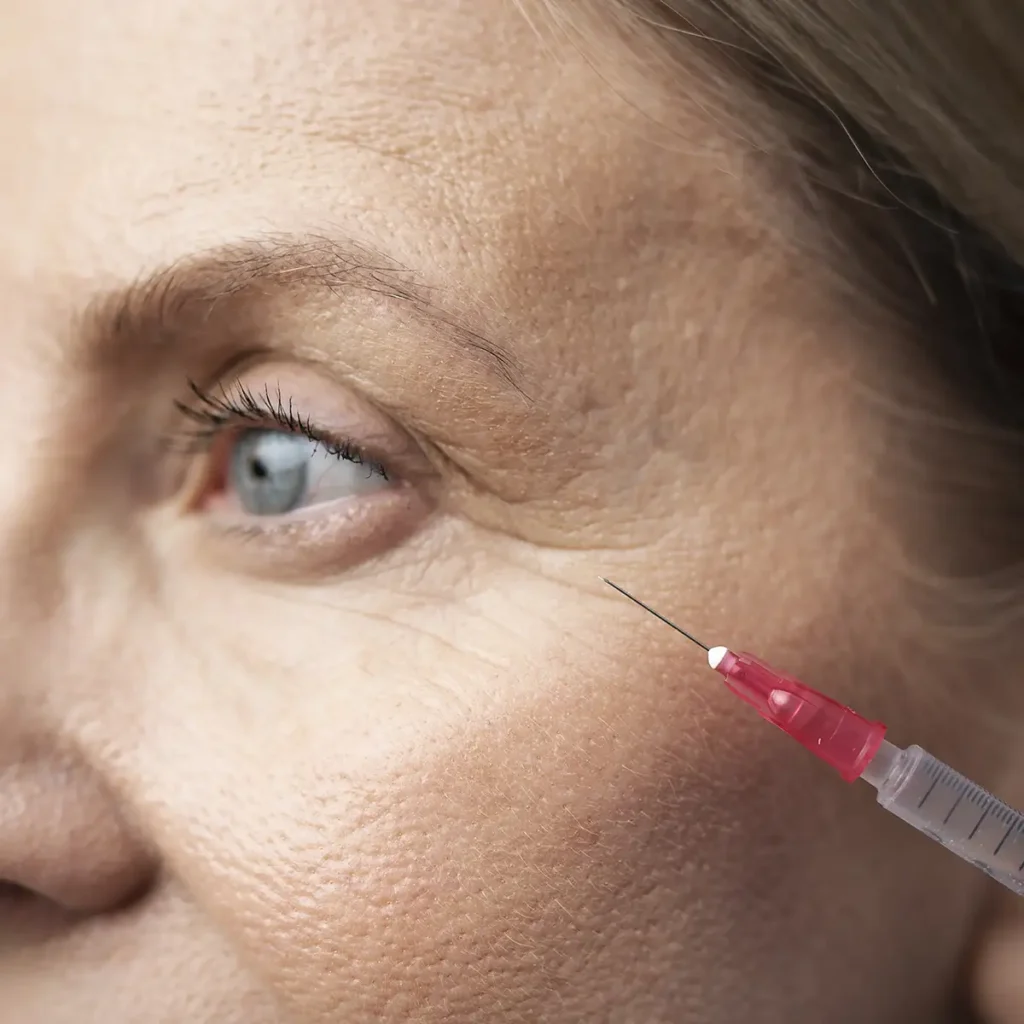 Anti-wrinkle injection treatment being administered to reduce fine lines at Face Salon in Burscough.